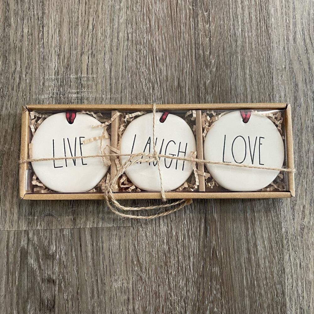 NEW Rae Dunn Live Laugh Love Holiday Ornaments